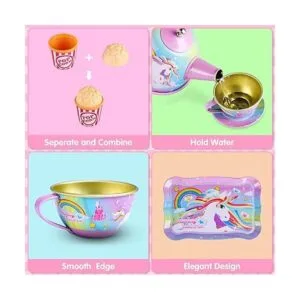 Juego de té de unicornio de juguete para niñas pequeñas_4