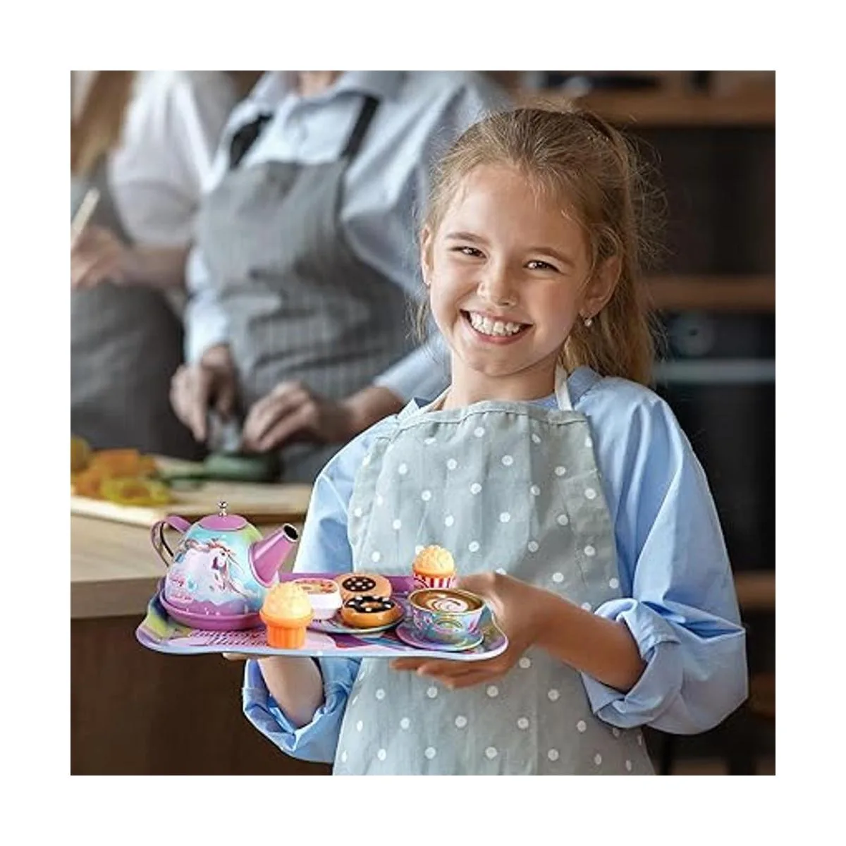 Juego de té de unicornio de juguete para niñas pequeñas_6
