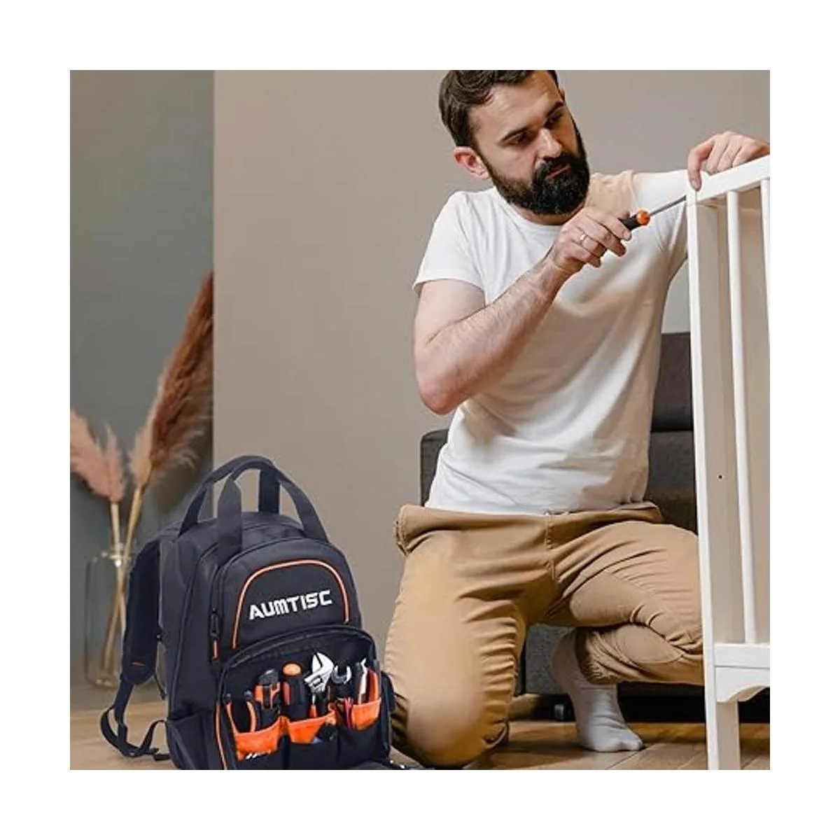 AUMTISC Mochila de herramientas mochila de trabajo bolsa_7
