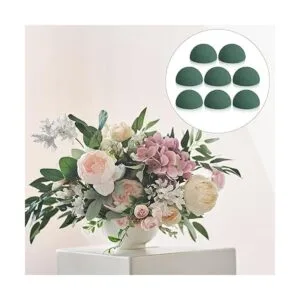 8 piezas de media bola de espuma seca floral verde de_3