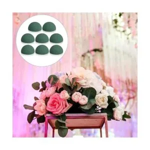 8 piezas de media bola de espuma seca floral verde de_7
