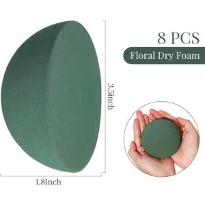 8 piezas de media bola de espuma seca floral verde de_2