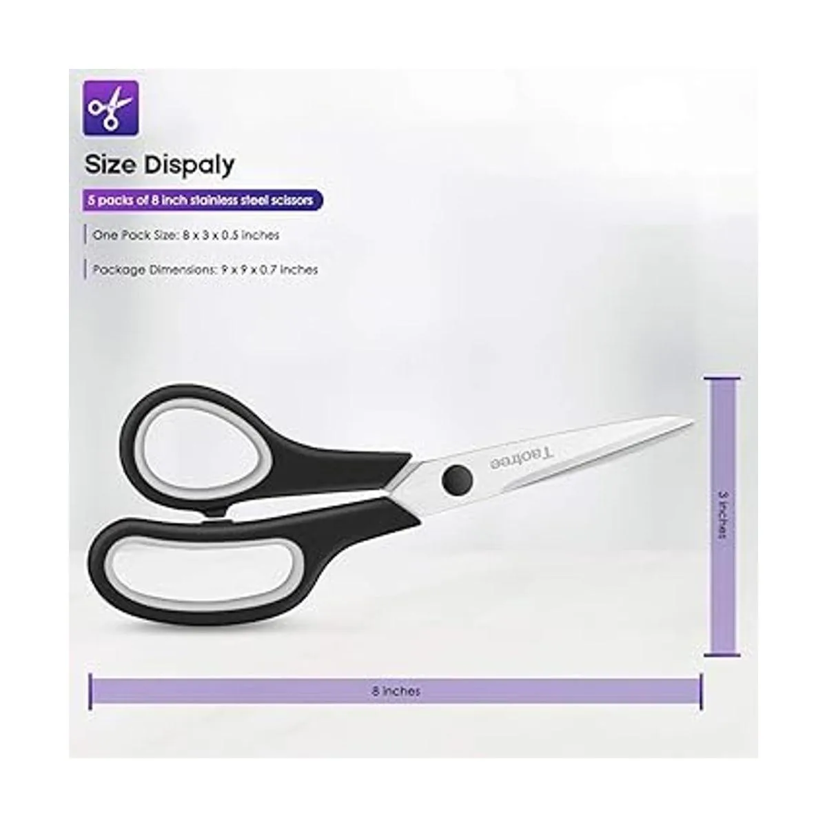 Taotree Tijeras multiusos de 8 pulgadas asas suaves y_5