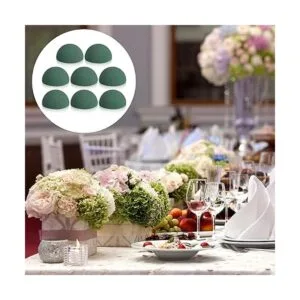 8 piezas de media bola de espuma seca floral verde de_5