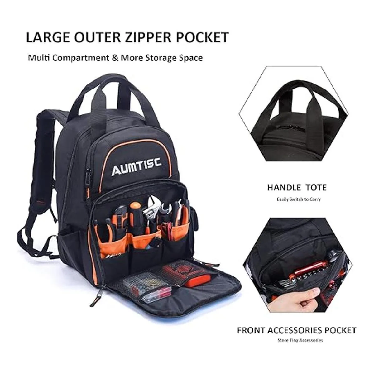 AUMTISC Mochila de herramientas mochila de trabajo bolsa_4