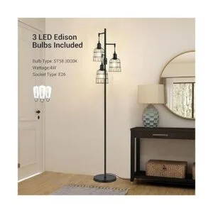 EDISHINE Lámpara de pie regulable bombilla Edison de 3_3