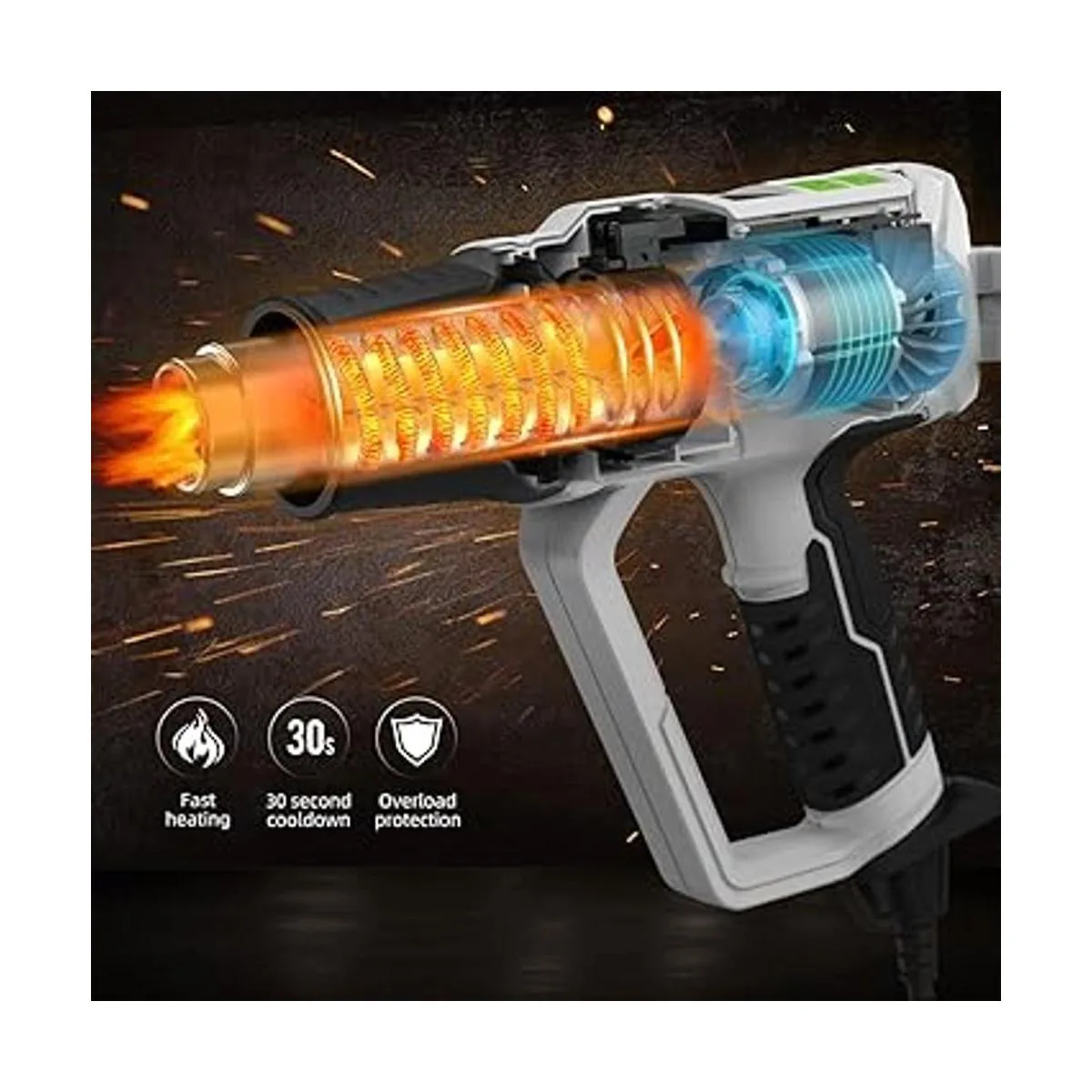 Huepar Tools Pistola de calor con 10 accesorios para_4