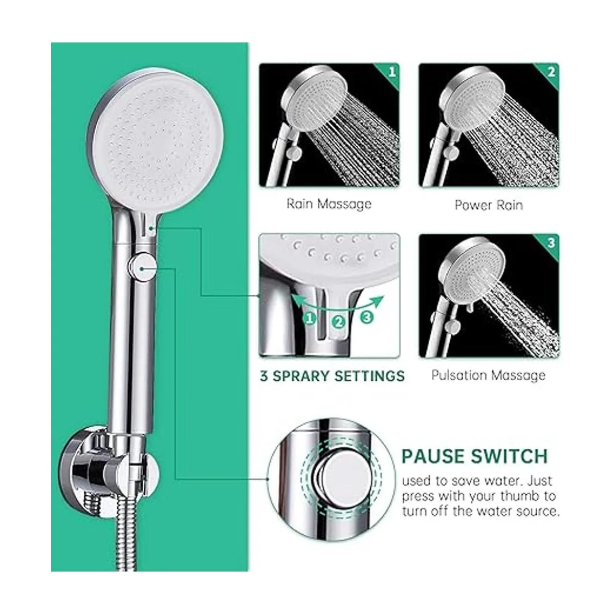 VSincerity Rociador de cabezal de ducha para perros alta_3