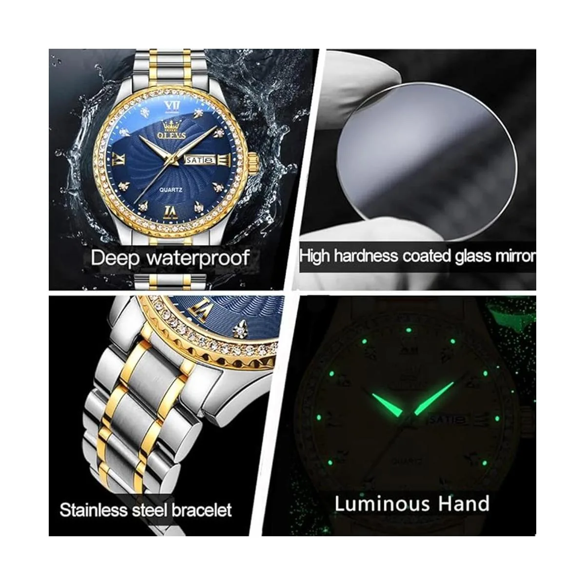 Mens Luxury Stainless Steel Watches Big Face Gold Men_5