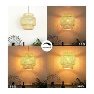 Lámpara colgante de ratán con cable de enchufe lámpara_2