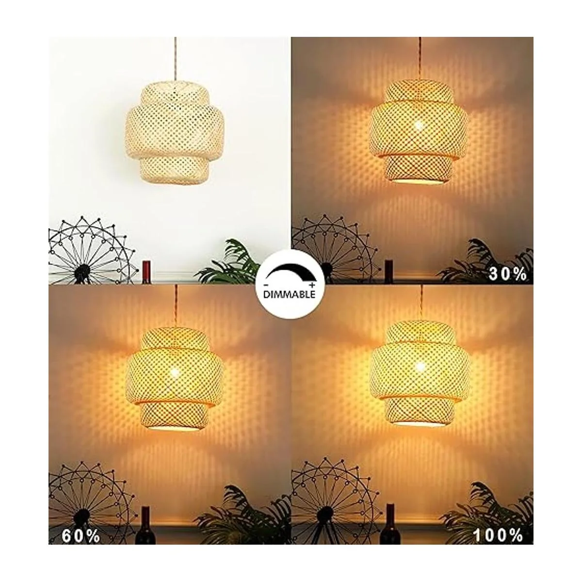 Lámpara colgante de ratán con cable de enchufe lámpara_2