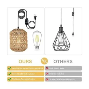 Eyassi Lámpara colgante enchufable con bombilla LED_5