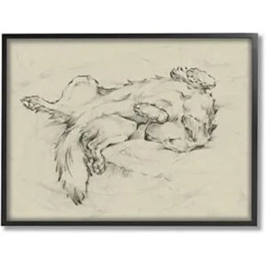 Stupell Industries Dog Napping Pet Animal Dibujo negro_1