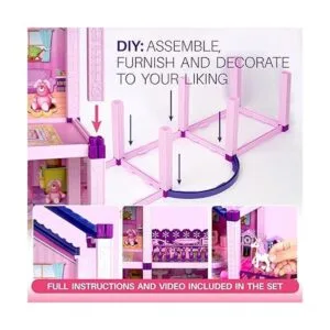 Casa de muñecas con princesas 4 unicornios y muñecas para_6