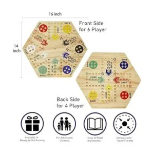 Juego de mesa Wahoo de mármol pintado de doble cara para 6_3