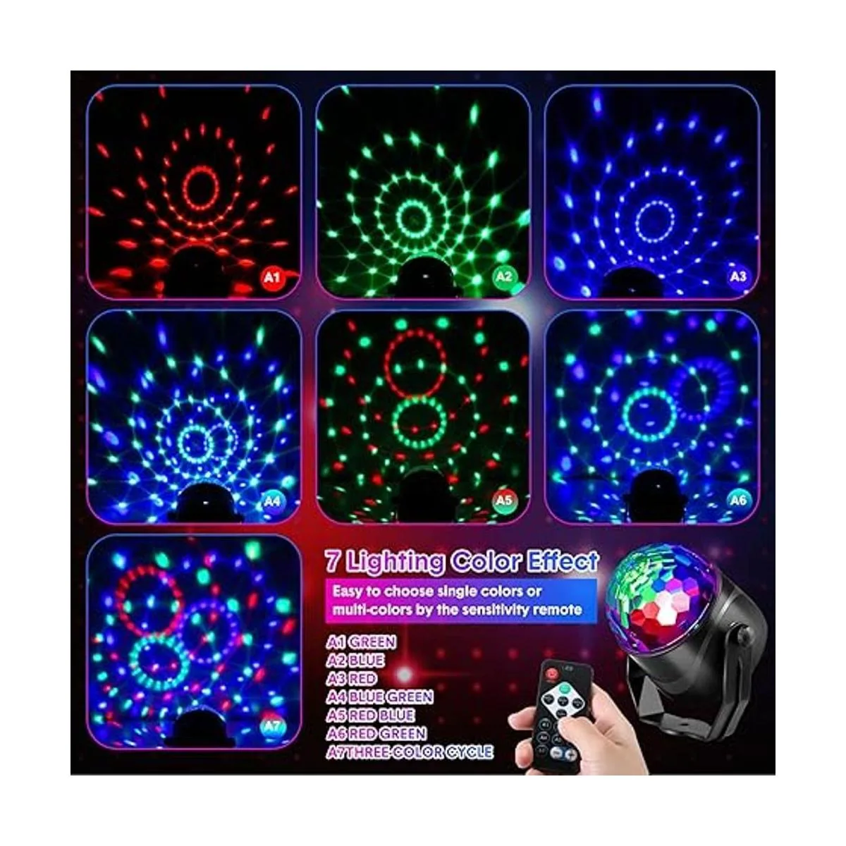 Paquete de 6 luces de fiesta de discoteca RGB DJ lámpara_4