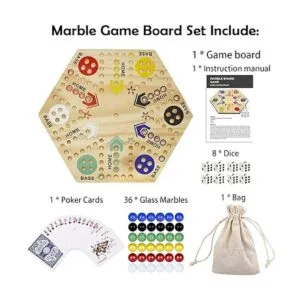 Juego de mesa Wahoo de mármol pintado de doble cara para 6_4