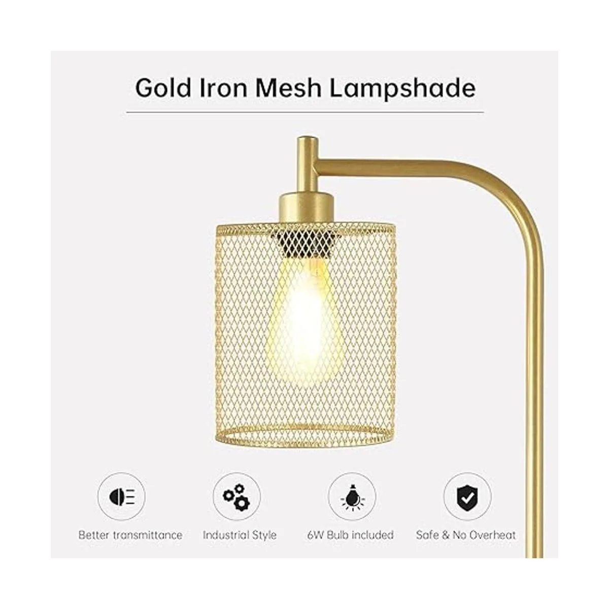 BoostArea Lámpara de pie industrial lámpara de pie dorada_3