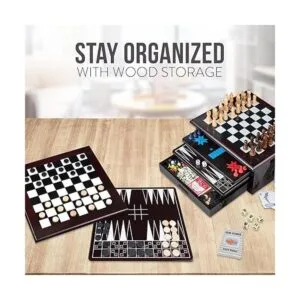 Juego de mesa 15 en 1 tablero con detalles en madera_5
