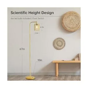 BoostArea Lámpara de pie industrial lámpara de pie dorada_4