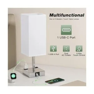 Juego de 2 lámparas táctiles con puerto USB lámpara de_3