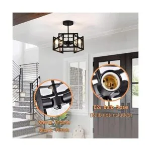 Lámpara de techo industrial de 3 luces montaje_5