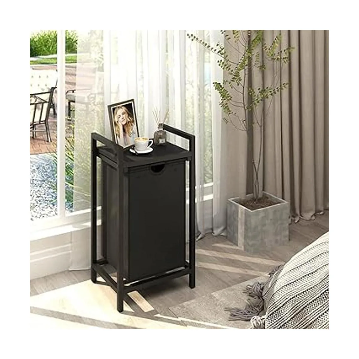 Cesta de lavandería de dos colores con bolsa de lavandería_4