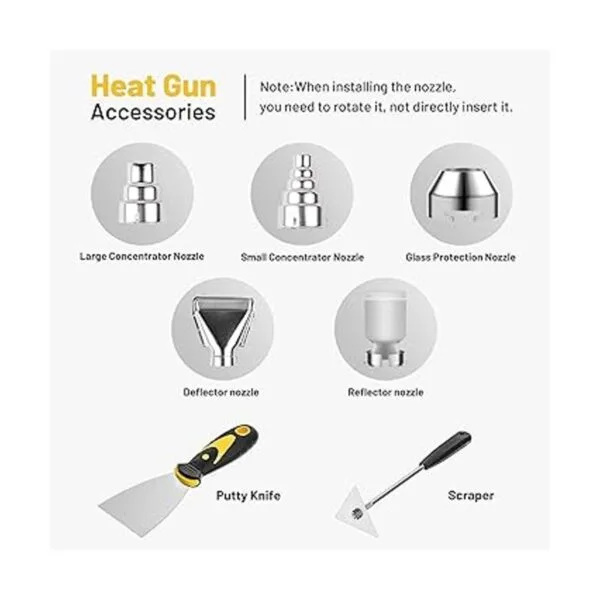 SEEKONE Heat Gun 1800W Heavy Duty Hot Air Gun Kit With_6