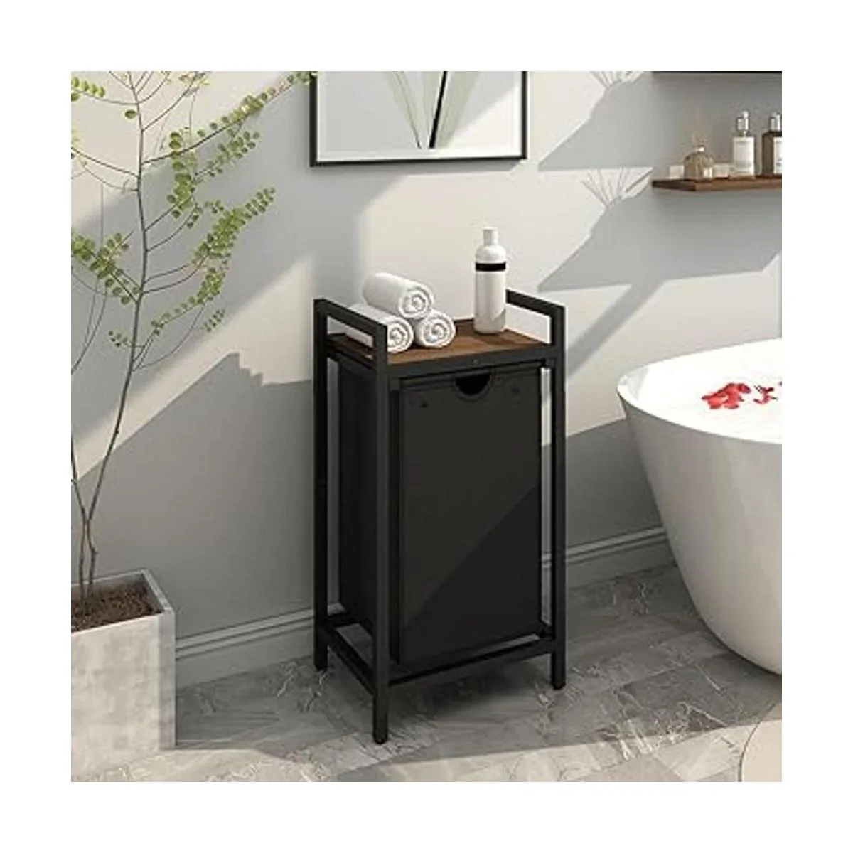 Cesta de lavandería de dos colores con bolsa de lavandería_6