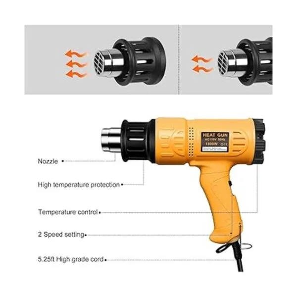 SEEKONE Heat Gun 1800W Heavy Duty Hot Air Gun Kit With_3