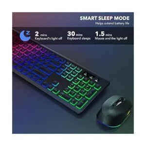 SABLUTE Teclado y mouse inalámbricos con retroiluminación_6