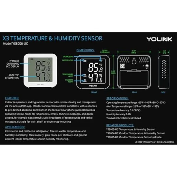 YoLink Sensor de temperatura y humedad X3 soporta_4