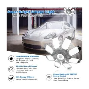 POLARPRA Luz LED de garaje de 200 W iluminación LED de_2