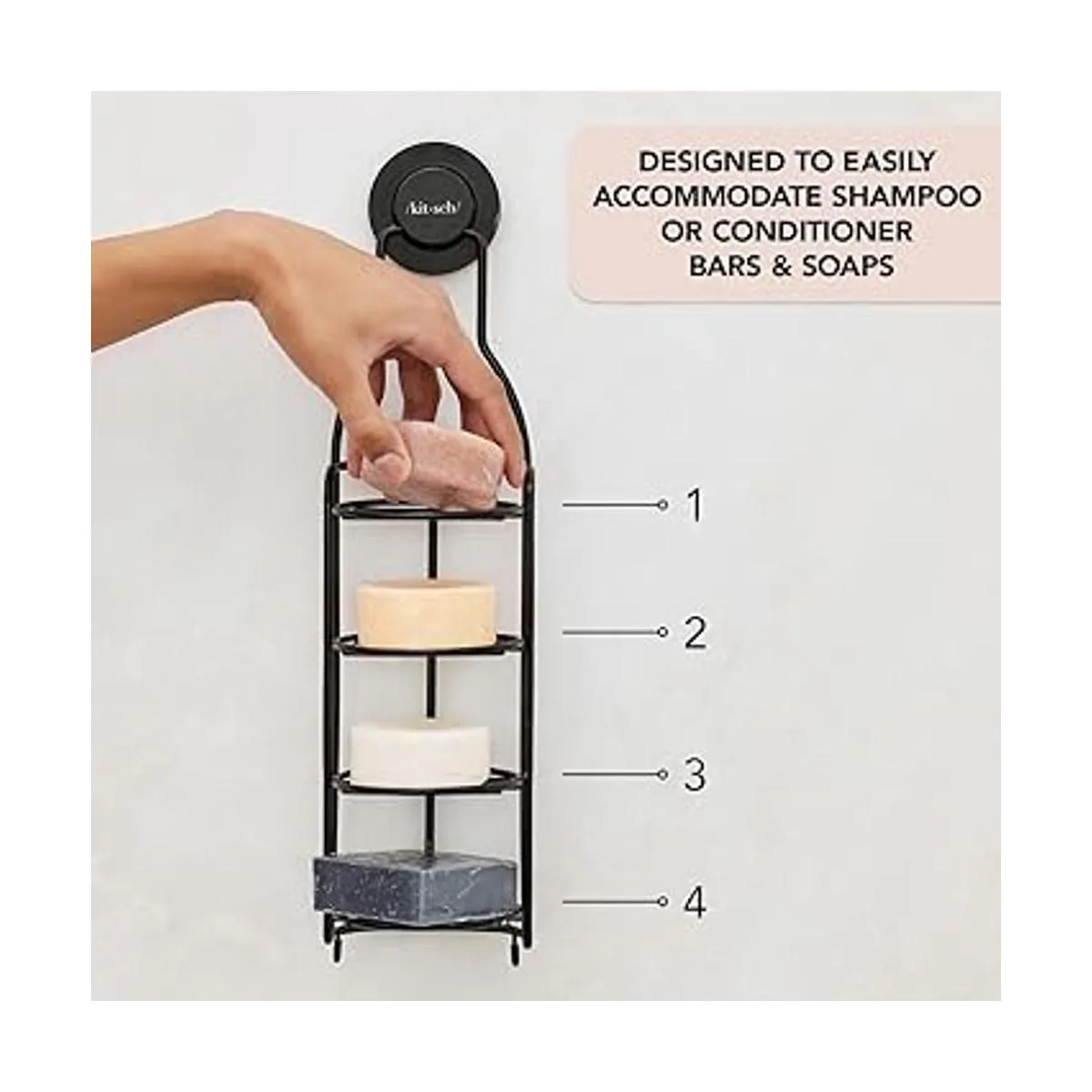 Kitsch Carrito de ducha autodrenante con estantes y_3