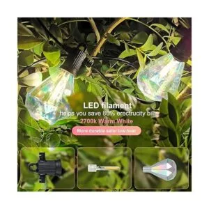 Cadena de luces LED para exteriores de 50 pies con 25_3