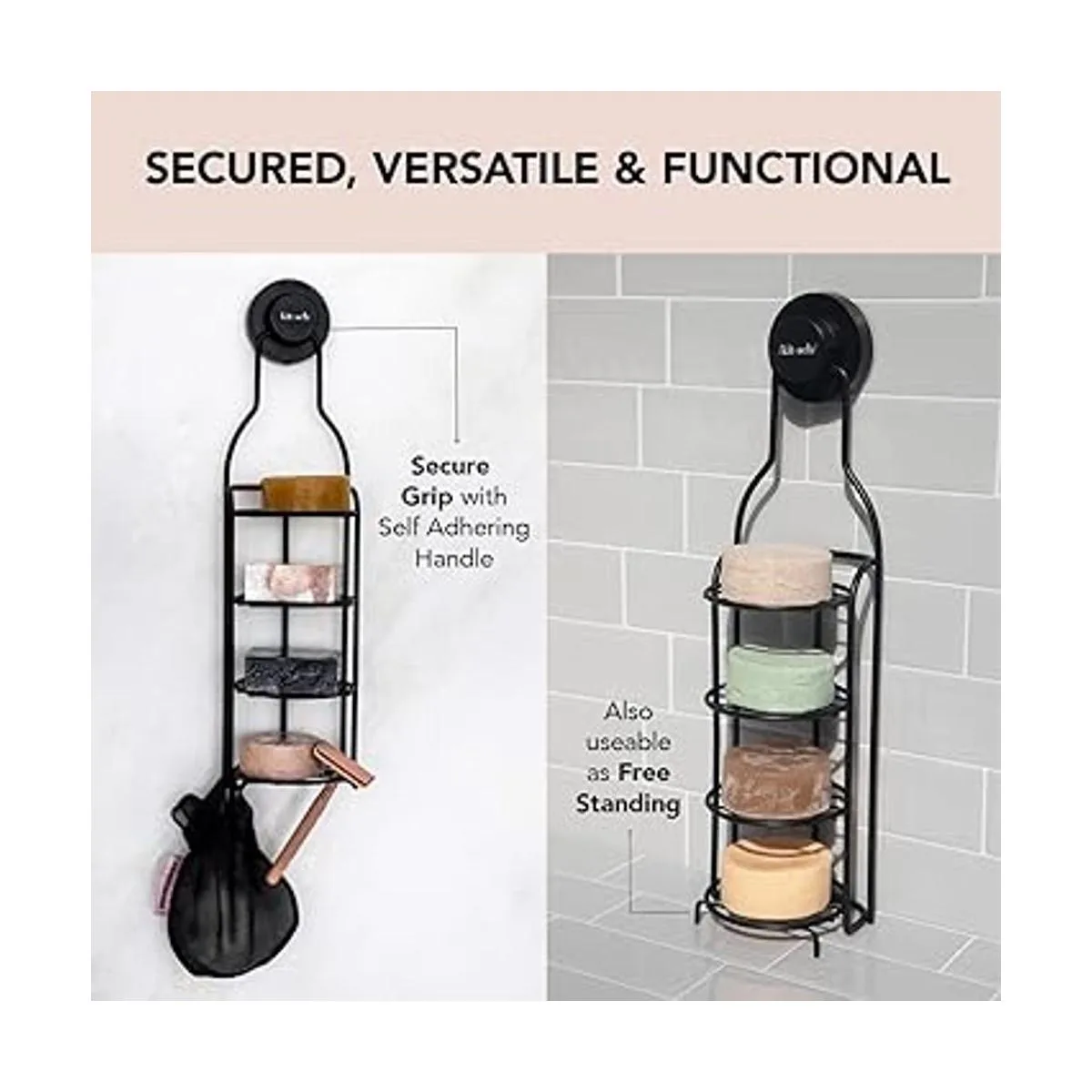 Kitsch Carrito de ducha autodrenante con estantes y_4