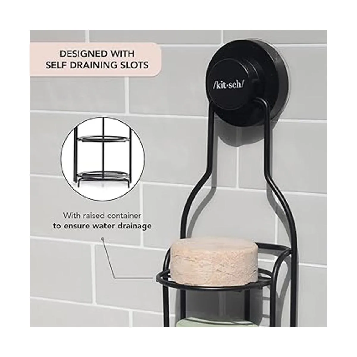 Kitsch Carrito de ducha autodrenante con estantes y_5