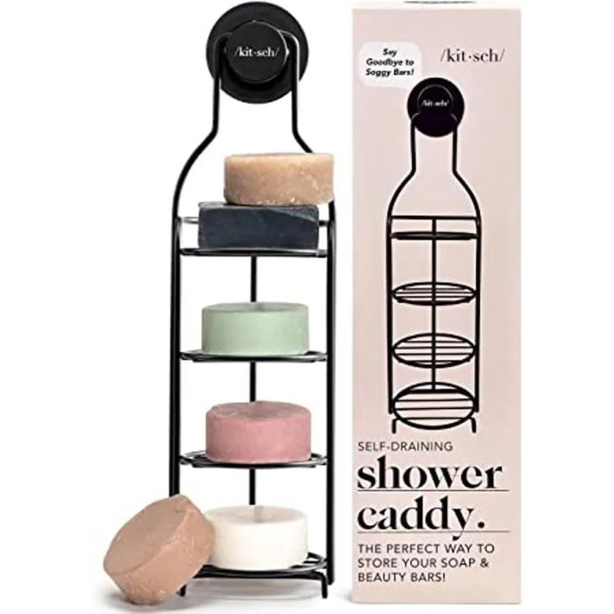 Kitsch Carrito de ducha autodrenante con estantes y_1