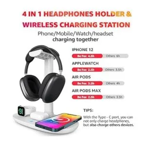 Soporte para auriculares con cargador inalámbrico 4 en 1_5