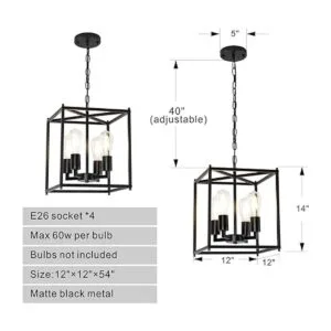 TELAFLY Lámpara de araña de 4 luces estilo rústico_4