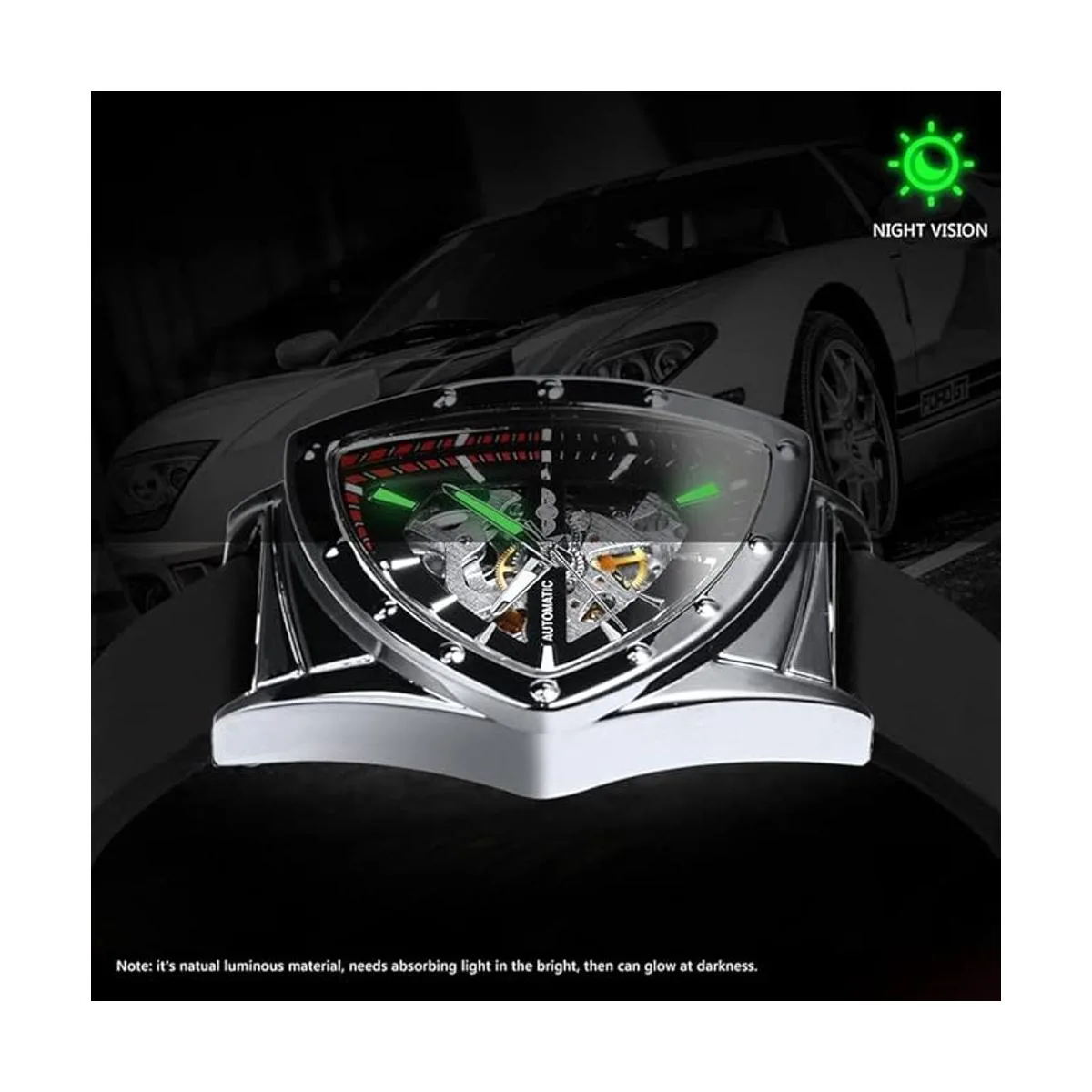 Caluxe Reloj de pulsera mecánico automático de esqueleto_3