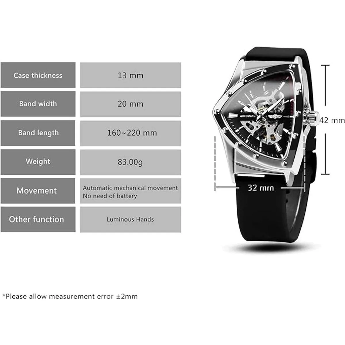 Caluxe Reloj de pulsera mecánico automático de esqueleto_6