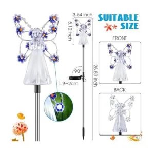 Tujoe 4 piezas de luces solares de ángel para jardín_2