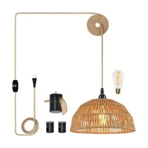 Lámpara colgante enchufable luces colgantes con cable de_1