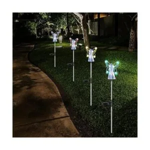 Tujoe 4 piezas de luces solares de ángel para jardín_7