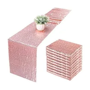 10 caminos de mesa de lentejuelas de color oro rosa de 12_1