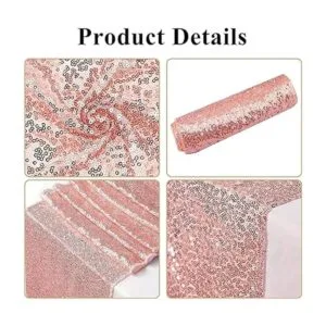 10 caminos de mesa de lentejuelas de color oro rosa de 12_4