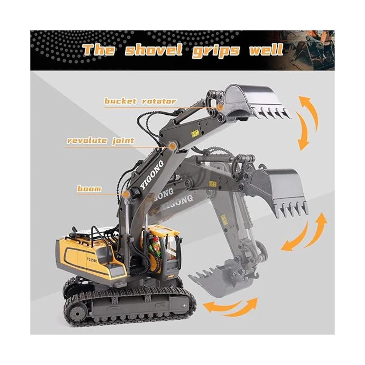 Juguete excavadora de control remoto para niños de 6 a 12_3