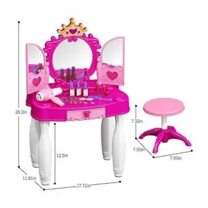 Eohemeral Kids Vanity Makeup Table with Mirror and Chair_6
