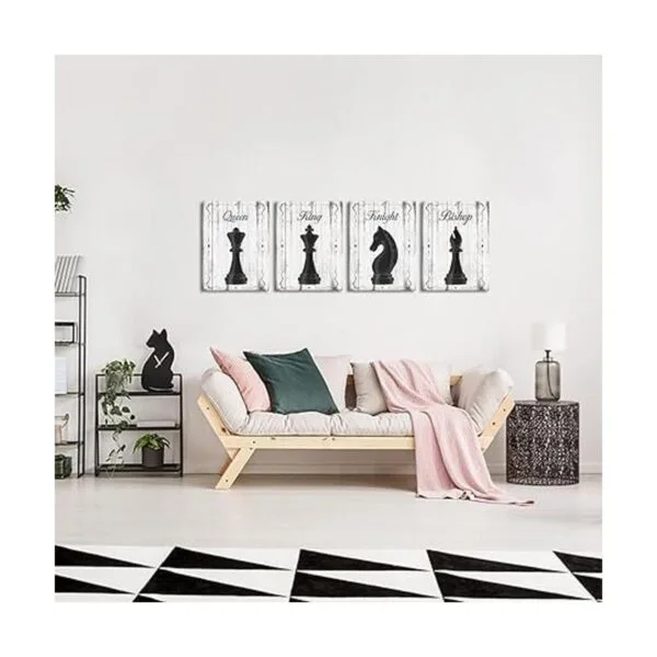 Fushvre Póster de pared de ajedrez 4 piezas diseño_4